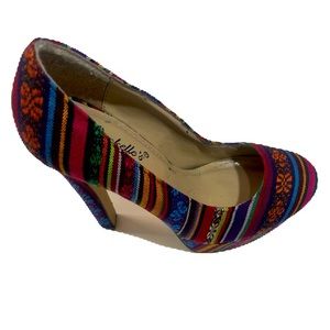 BRECKELLES WOMEN STILLETTO HIGH HEEL PLATFORM PUMPS FLORAL PRINTS SIZE 6.5